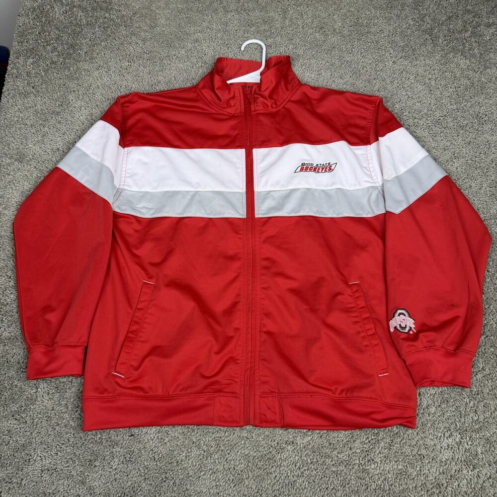 Ohio State Buckeyes Jacket Mens Large Red NCAA Football Red Oak Full Zip